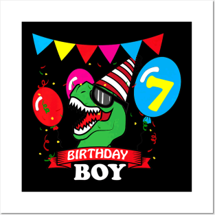 Rex 7th Dinosaur Birthday Posters and Art